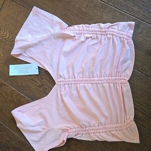 Urban Outfitters Light Pink Ruched V‑Neck Crop Top NWOT